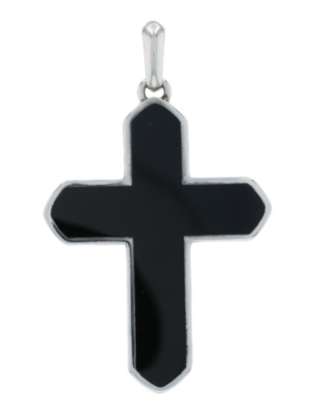 David Yurman Onyx Pointed Cross Unisex Pendant - Sterling 925 Inlay Faith